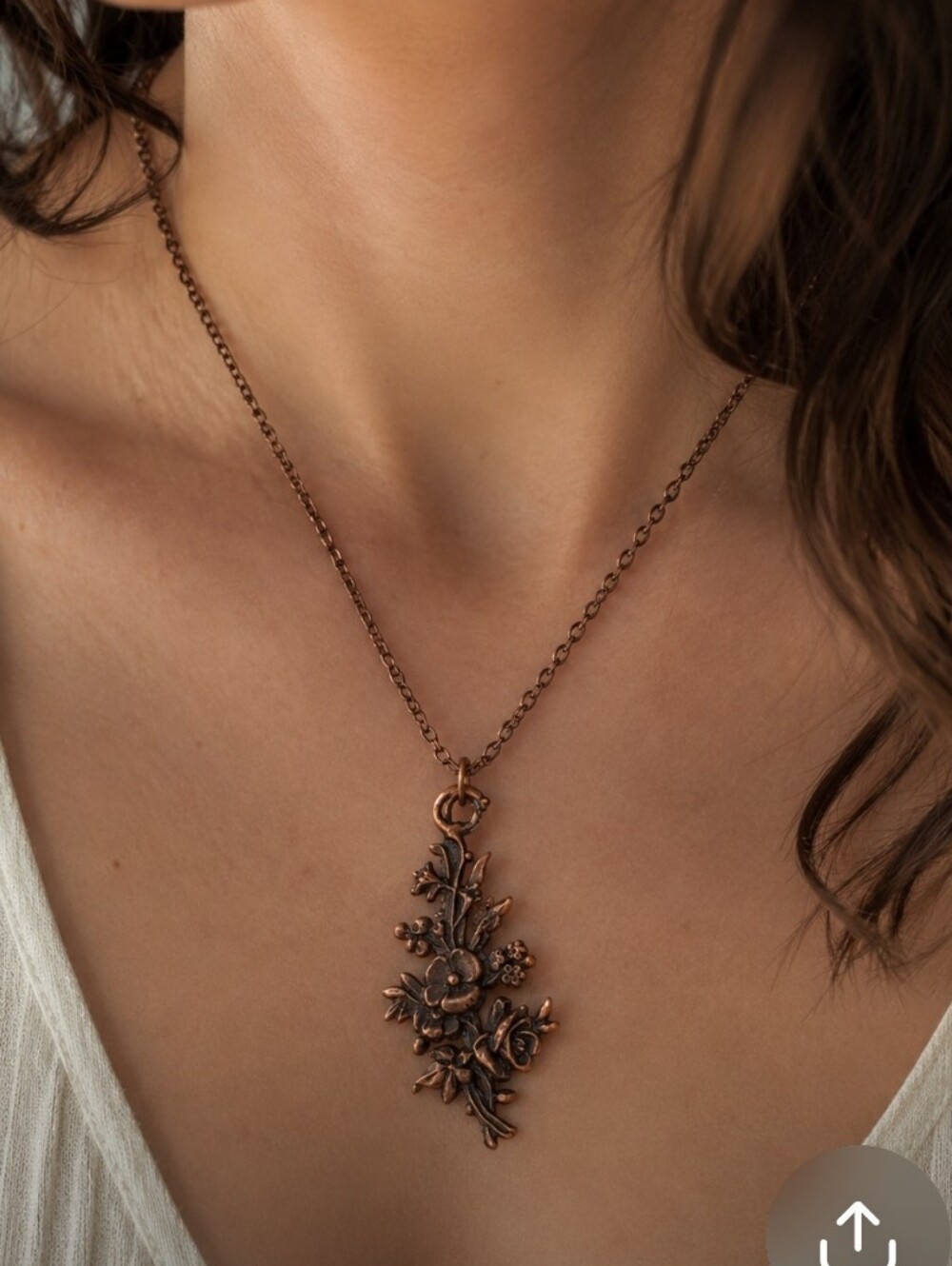 Copper-tone Floral Cluster Necklace